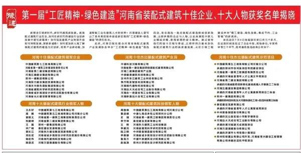 网投绿色装配集团荣获河南十佳装配式建筑领军企业
